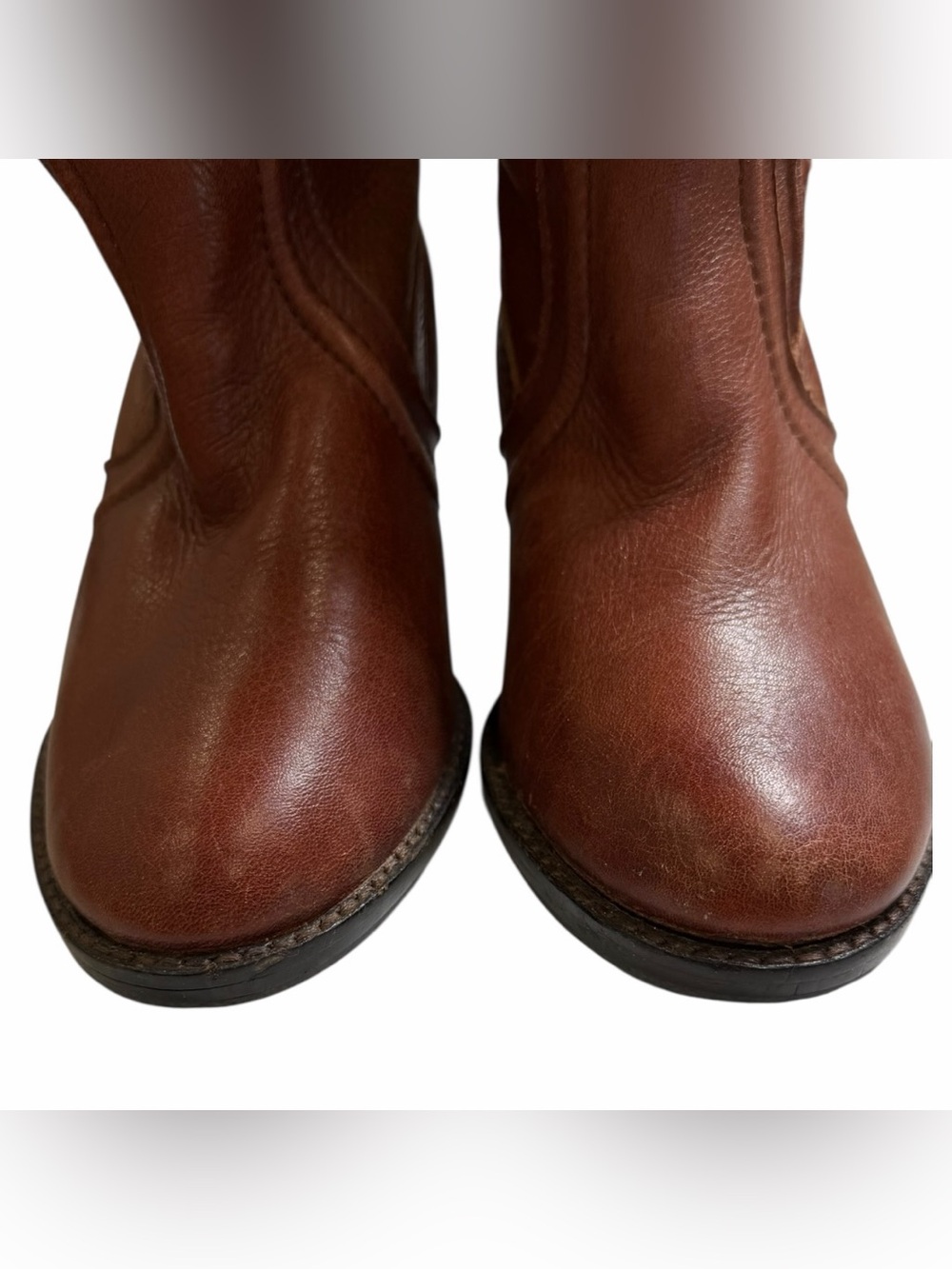 Vtg Fossil Brown Leather Knee High Boots Woven Western Boho Block Heel Size 8 - Picture 11 of 11
